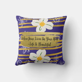 White & Gold Blume Kissen