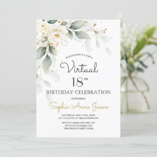 White Gold Blume Virtuelle 18. Geburtstagsparty Einladung