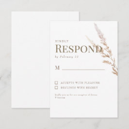 White Gold Boho Text Wedding RSVP Karte