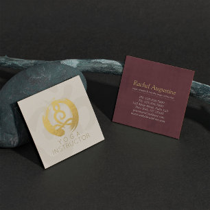 White Gold Calligraphy Yoga Meditation ZEN Symbol Quadratische Visitenkarte