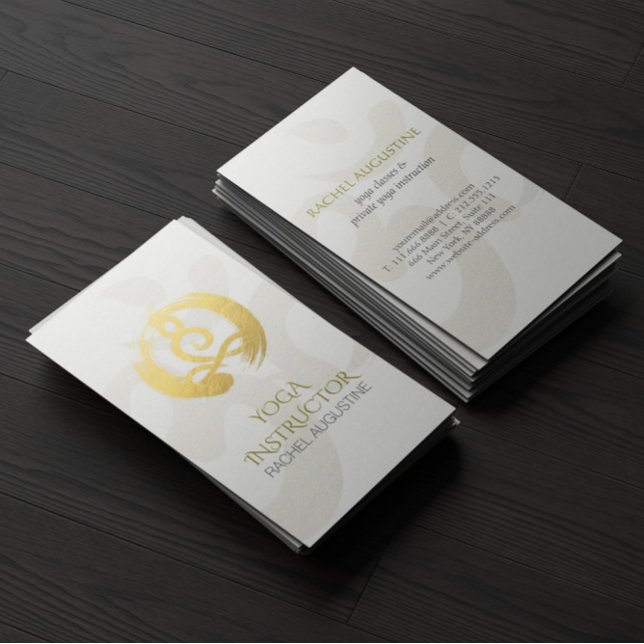 White Gold Calligraphy Yoga Meditation ZEN Symbol Visitenkarte (Von Creator hochgeladen)