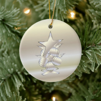 White gold Christmas Keramik Ornament
