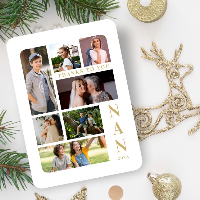 White & Gold Classic 7 Multi Photos Collage Family Magnet (White & Fake Gold Classic 7 Multi Photos Collage Family Magnet. )
