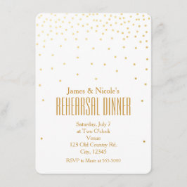 White & Gold Confetti Dots Probe Dinner Card Einladung