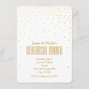 White & Gold Confetti Dots Probe Dinner Card Einladung