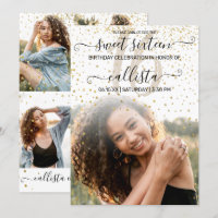 White Gold Confetti Foto Collage Sweet 16
