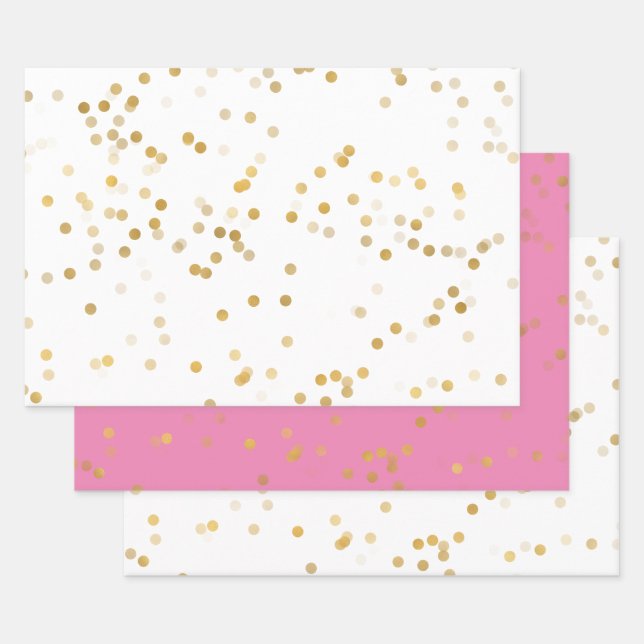 White Gold Confetti Geschenkpapier Set (Set)