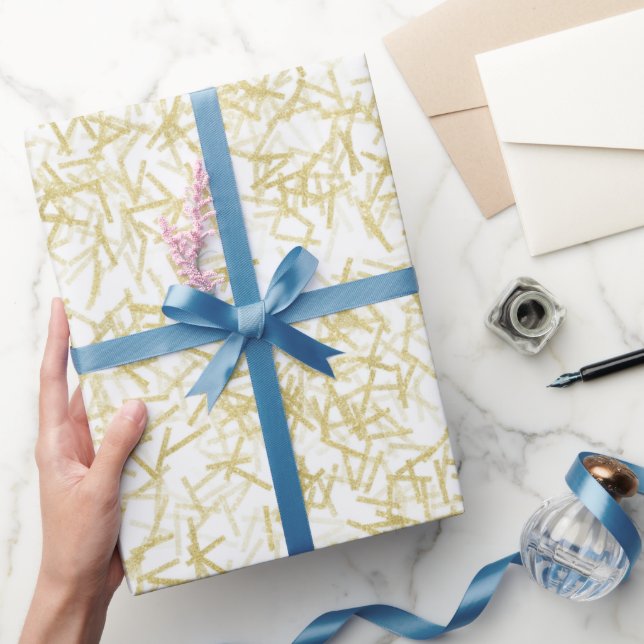 White Gold Confetti Musiknoten Geburtstag Geschenkpapier (Schenken)