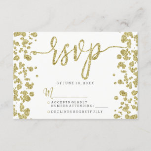 White & Gold Confetti UAWG Response RSVP Karte