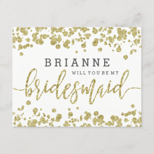White & Gold Confetti wird meine Bridesmaid sein Einladung