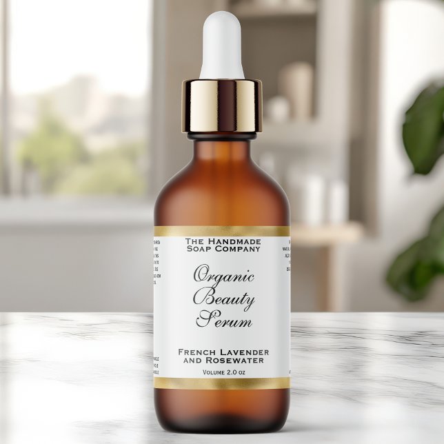 White & Gold Cosmetics Dropper Bottle Label (Von Creator hochgeladen)