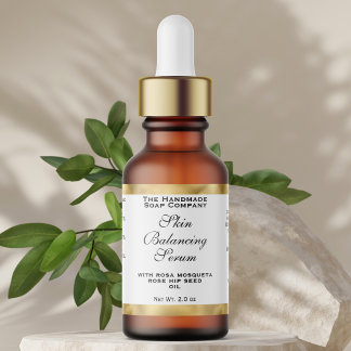 White & Gold Cosmetics Small Dropper Bottle Label Adressaufkleber