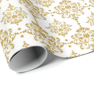 White Gold Damask Royal Wedding Bridal Geschenkpapier