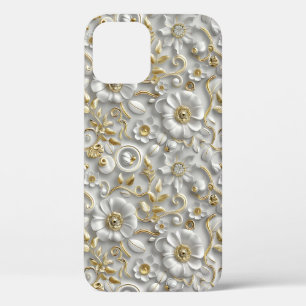 White Gold Decorative 3D Flora Flora Case-Mate iPhone Hülle