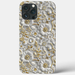 White Gold Decorative 3D Flora Flora Case-Mate iPhone Hülle