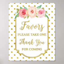 White Gold Dots Blush Blumenfavoriten Zeichen Poster