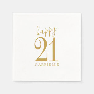 White Gold Einfache Happy Custom Age Name Geburtst Serviette
