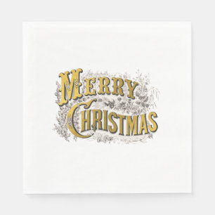 White Gold Elegant Frohe Weihnachten Rustikal Vint Serviette