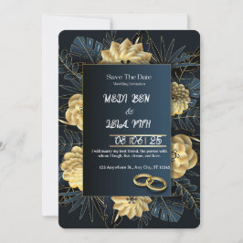 White & Gold Elegante Hochzeitseinladung Einladung