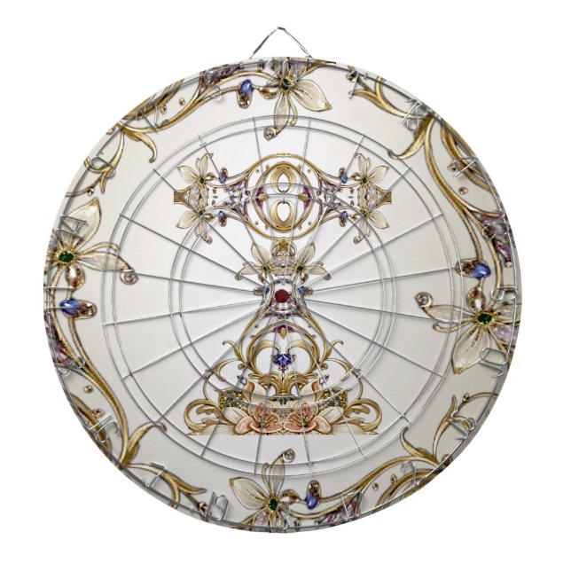 White Gold Floral Dartboard Dartscheibe (vorne)