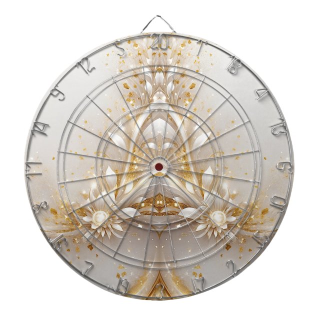 White Gold Floral Dartboard Dartscheibe (vorne)