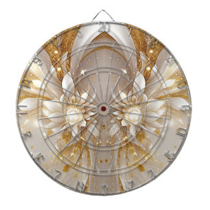 White Gold Floral Dartboard Dartscheibe