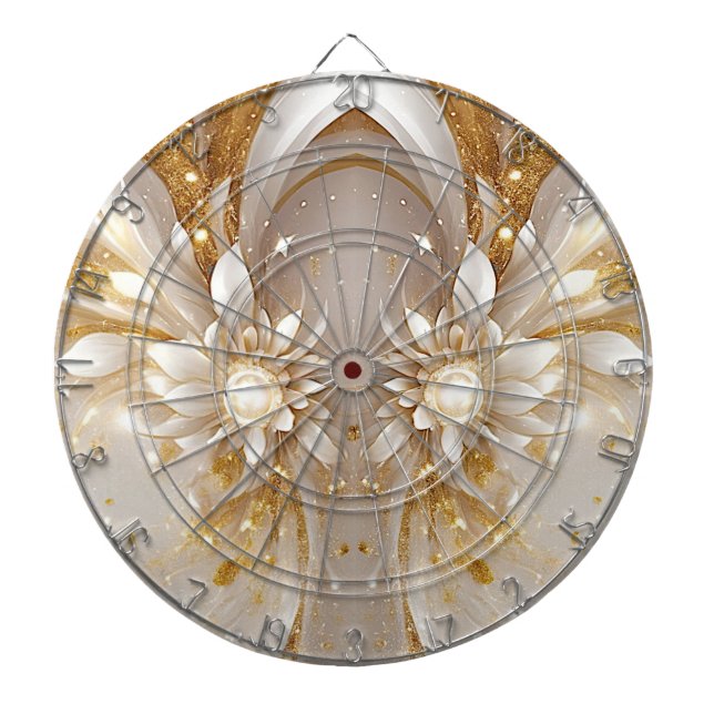 White Gold Floral Dartboard Dartscheibe (vorne)