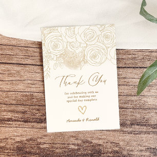 White Gold Floral Elegante Hochzeit Dankeskarte
