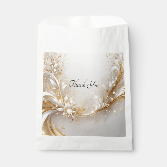 White Gold Floral Fevor Bag Geschenktütchen (Vorderseite)