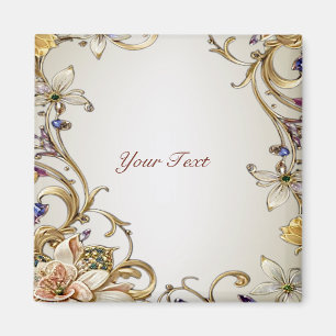 White Gold Floral Magnet