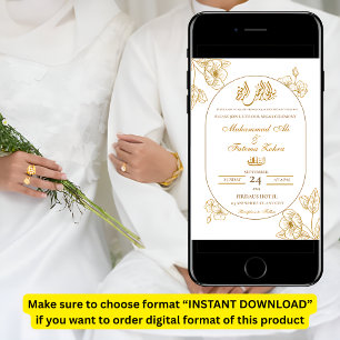 White Gold Floral Minimalistisch Elegante Moderne Einladung