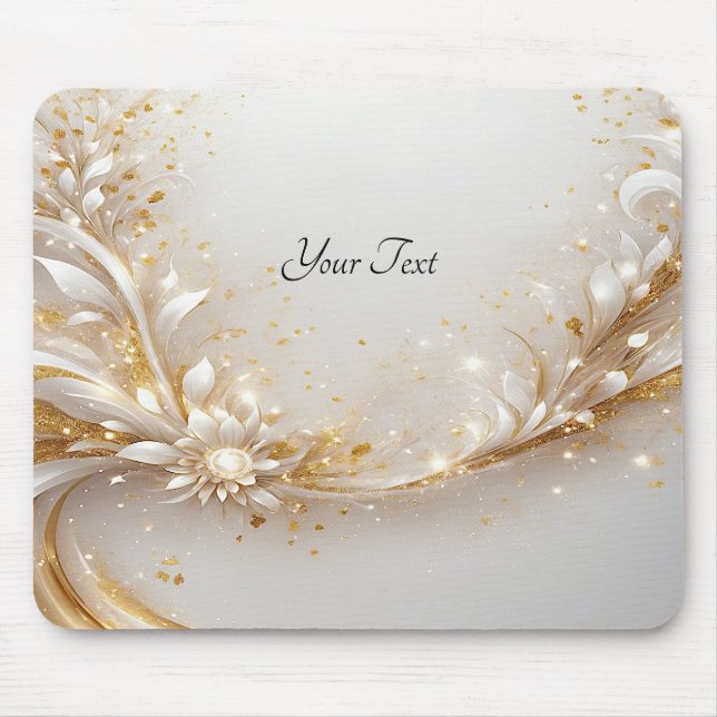 White Gold Floral Mousepad (Vorne)