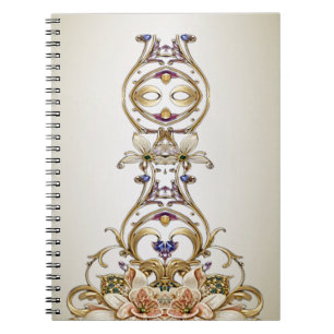 White Gold Floral Notebook Notizblock