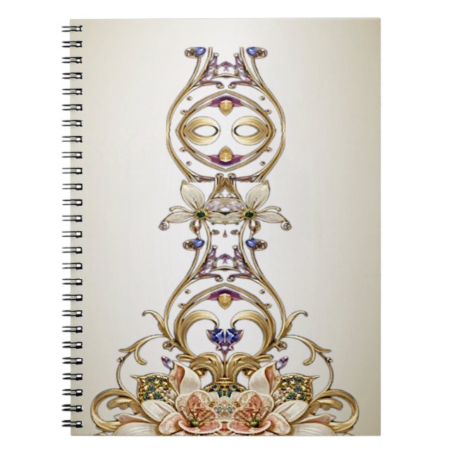 White Gold Floral Notebook Notizblock (Vorderseite)