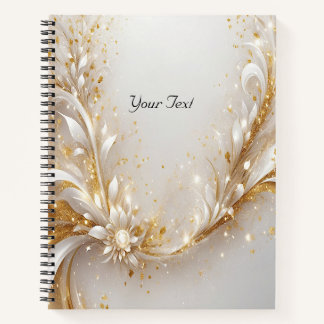 White Gold Floral Notebook Notizbuch