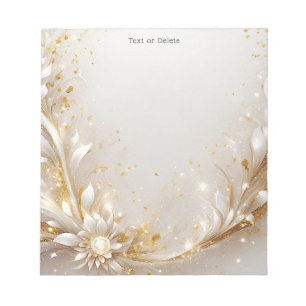 White Gold Floral Notepad Notizblock