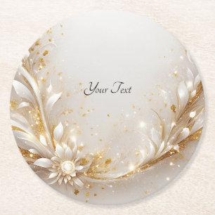 White Gold Floral Paper Untersetzer
