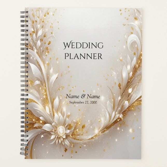 White Gold Floral Planner Planer (Vorderseite)