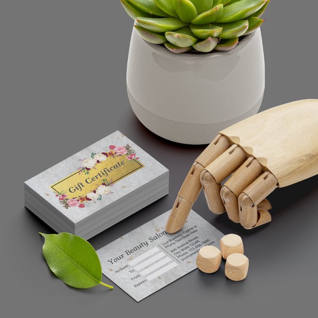 White Gold Floral Salon Boutique Geschenkgutschein Rabattkarte (Von Creator hochgeladen)