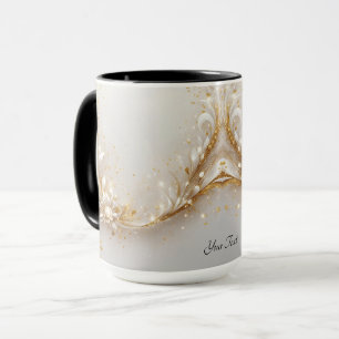 White Gold Floral Tasse