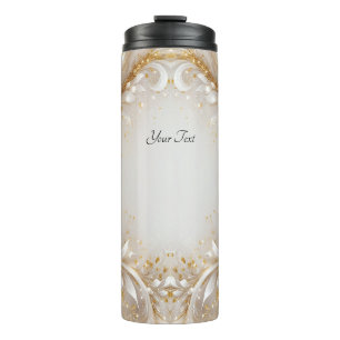 White Gold Floral Therbler Thermosbecher