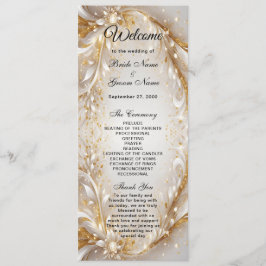 White Gold Floral Wedding Program Programm