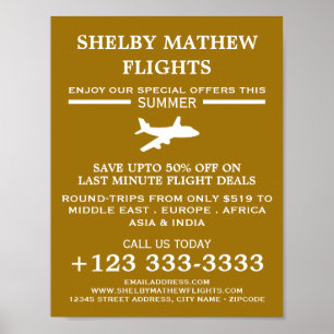 White & Gold Flugzeug Icon, Werbung für Fluggesell Poster