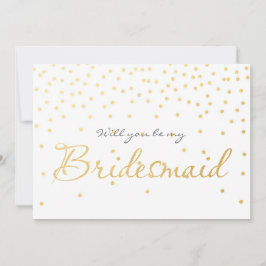 White & Gold Foil Confetti Dots BRIDESMAID CARD Einladung