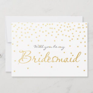 White & Gold Foil Confetti Dots BRIDESMAID CARD Einladung