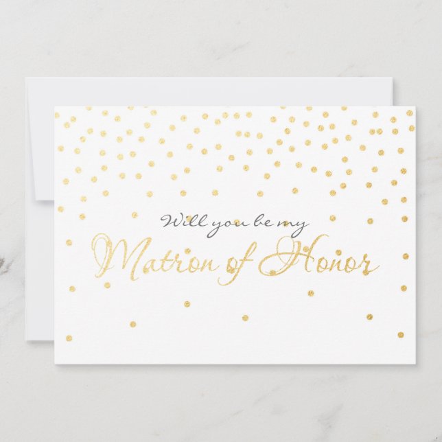 White Gold Foil Confetti MATRON OF EONOR Card Einladung (Vorderseite)