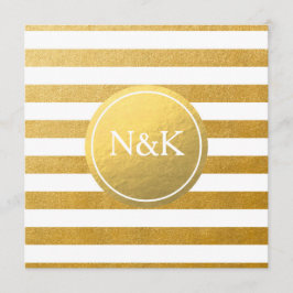 White & Gold Foil Stripe Hochzeitseinladung Einladung