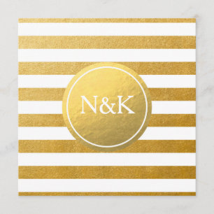 White & Gold Foil Stripe Hochzeitseinladung Einladung
