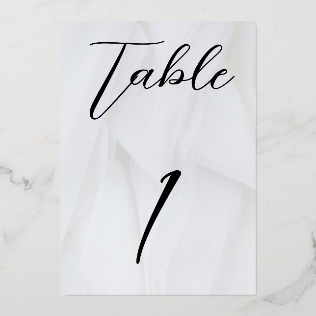 White/Gold Foil Table Card Nr. 1 Folieneinladung (Vorderseite)
