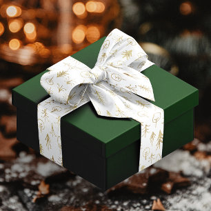 White Gold Foil Winter Xmas Szene Bäume Schnee Satinband